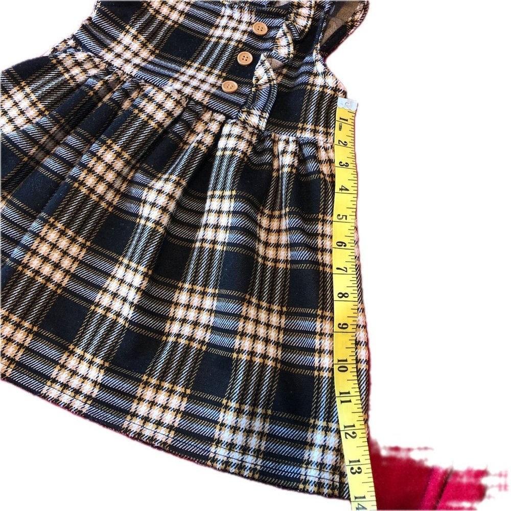Nannette Baby Girl Dress Fall Plaid Black White Gold Brown Size 3T - Picture 15 of 15